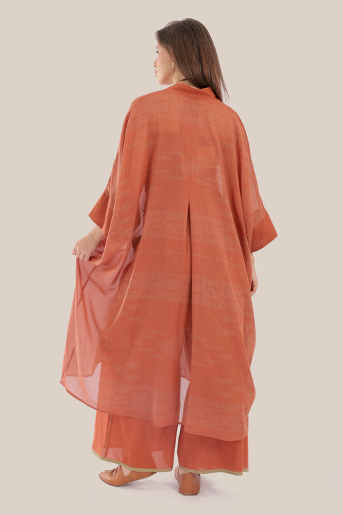 Embroidered oversized kaftan dress with V neckline